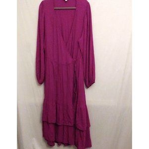 Knox Rose Maxi Waffle Knit Lightweight Crossover Tiered  Balloon Sleeve 1X